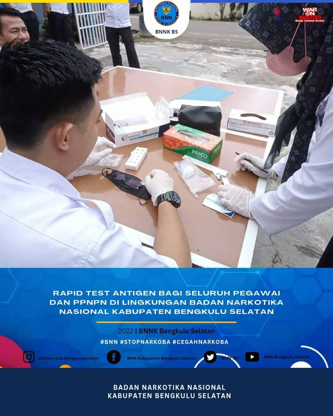 Kegiatan Rapid Test Antigen Bagi Seluruh Pegawai Dan PPNPN Di Lingkungan Badan Narkotika Nasional Kabupaten Bengkulu Selatan Kegiatan Rapid Test Antigen Bagi Seluruh Pegawai Dan PPNPN Di Lingkungan Badan Narkotika Nasional Kabupaten Bengkulu Selatan