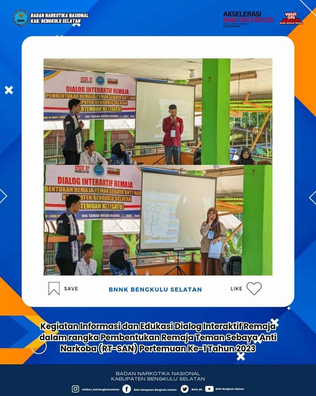 Dokumentasi Kegiatan Informasi dan Edukasi Dialog Interaktif Remaja dalam rangka Pembentukan Remaja Teman Sebaya Anti Narkoba (RT-SAN) Pertemuan Ke-1 Tahun 2023